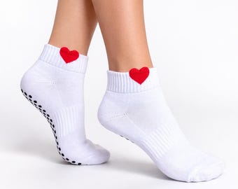 Heart on core, short grip sock