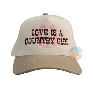 Love Is A Country Girl Embroidered Trucker Hat, Western Cowgirl Aesthetic Hat, Country Girl Gift, country girl hat, cowgirl embroidered hat