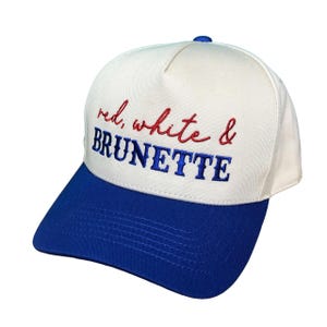 4th of July Baseball Hat, Red White & Brunette Hat, Patriotic Baseball Hat, USA Hat, Brunette Cap