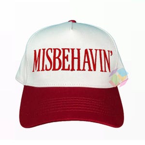 Misbehavin’ Embroidered Hat – Retro Trucker Cap, Southern Sass Baseball Hat, bachelorette weekend hat, misbehaving cowgirl aesthetic