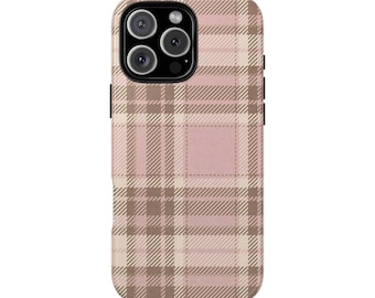 Pink Plaid Phone Case: Retro Checkered Shockproof Cover