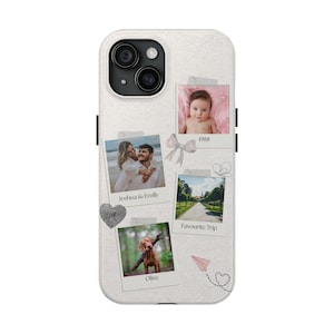 Coque de téléphone robuste personnalisée, couverture de collage photo personnalisée avec photos de bébé, d'animal de compagnie, de couple et de voyage, cadeau de protection durable