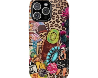 Cowgirl Phone Case: Leopard Print Western Design - iPhone, Samsung, Pixel