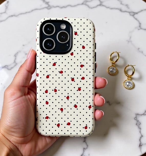 Ladybug Polka Dot Phone Case - Retro Cottagecore iPhone Samsung Google Pixel