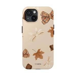 Herbst Schleife Tough Handyhülle für iPhone Samsung - Herbst kariertes Blatt Abdeckung, niedliches gemütliches ästhetisches Geschenk, Preppy Herbst Vibes Handyhülle