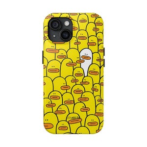 Funda resistente con bonito estampado de pato: divertida y duradera, regalo para amantes de los patos, diseño peculiar de dibujos animados amarillos, accesorio tecnológico único.