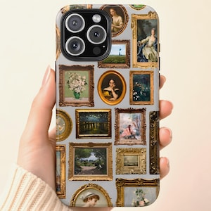 Funda para teléfono con diseño de galería de arte vintage - Marcos dorados de Dark Academia