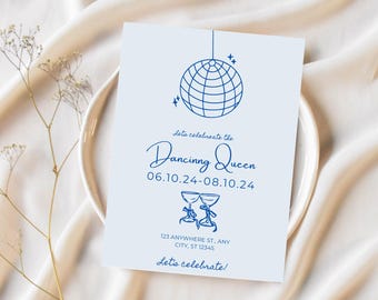 Invitación digital e itinerario para despedida de soltera/o inspirada en Mamma Mia
