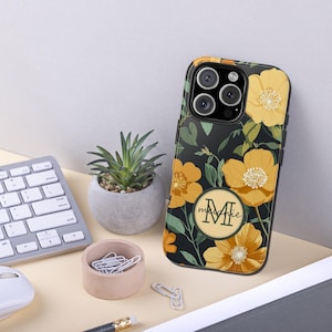Monogram Phone Case, Luxe Personalized Shockproof Cover for iPhone & Samsung, Elegant Custom Gift for Her or Him
