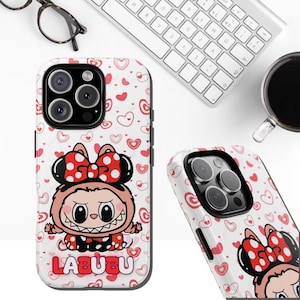 Labubu phone case, pastel cute monster cover for iPhone and Samsung, kawaii tough case, custom gift for anime and Popmart fans