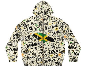 Hoodie met Jamaica-reggaescript | Volledige ritssluiting
