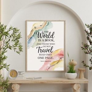 Reise-Zitat, Wandkunst, druckbare Kunst, inspirierende Reise-Dekor, Aquarell Design, sofortiger Download