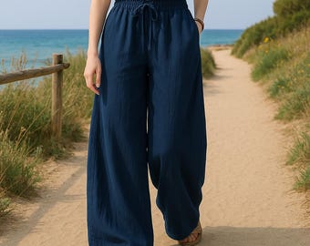 Wide Leg Boho Trousers: Lightweight Summer Lounge Pants