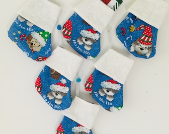 Set of 6 Christmas Gift Card Stockings, Christmas Party favors, Cute Hi Ho dog stockings,