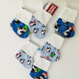 Set of 6 Christmas Gift Card Stockings, Christmas Party favors, Gift Card holders, Penguin gift card stocking