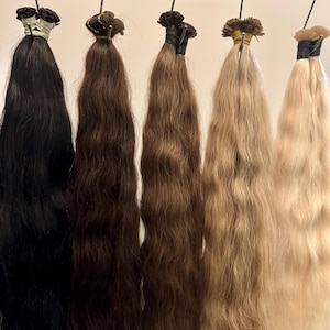 ウェーブスラブヘアエクステンション - Kチップ＆テープイン - 高級レミー、キューティクルを整えたウェーブヘア、100%人毛 - 柔らかく、シルキーで長持ち、50g