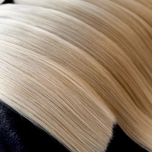 Blonda äkta hårförlängningar: Virgin Remy Tape-In, K-Tip, Nano Tips - 50g bild 2