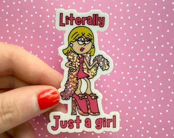 Lizzie McGuire inspired just a girl glitter sticker | elder millennial nostalgic 90s baby Disney channel throwback 2000s Y2K girly sparkle