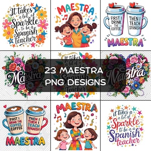 Maestra PNG Clipart Bundle: Spanish Teacher Designs (Digital Download
