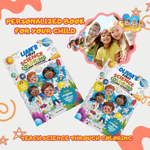 Personalized STEM Coloring Book with Audio Story for Kids 4-8, Printable Science Adventure