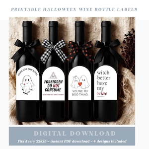 Halloween Wine Labels – Funny Printable Wine Bottle Designs – Instant Download – Spooky Hostess Gift –Fits Avery 22826