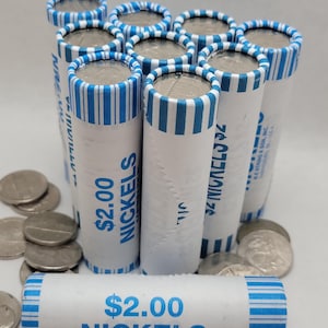 Unsearched Bank Roll of Nickels – Random Mix, Chance of Silver & Buffalos, coin hunting hobby or craft
