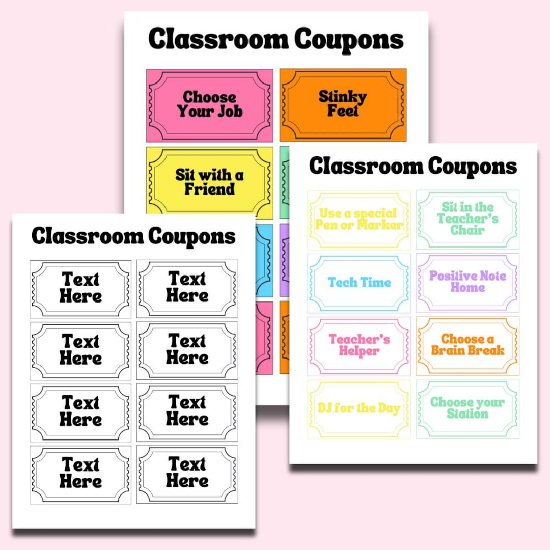 Printable Classroom Reward Coupons | Editable Canva Template + PDF ...