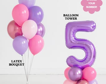 Music Hunters K Pop Birthday Party Decorations DIY Kit Balloon Bouquet Lavender Macaroon Mirror Pink Purple Pixie Tower Golden Garland Arch