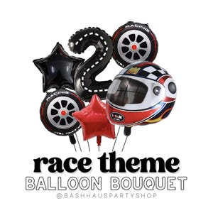 Two Fast Balloon Bouquet DIY Kit Party Balloon Garland Arch Race Car Red Black Foil Number Star Helmet Tire Birthday Decor