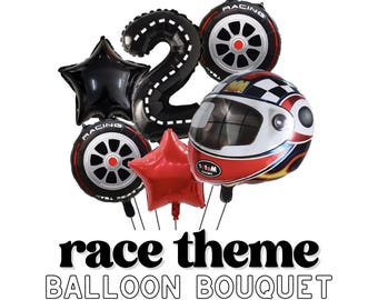 Two Fast Balloon Bouquet DIY Kit Party Balloon Garland Arch Race Car Red Black Foil Number Star Helmet Tire Birthday Decor