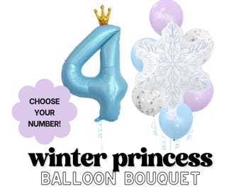 Globos para fiestas DIY, ramo de copos de nieve, temática de invierno, Frozen, cumpleaños, baby shower, temática de fantasía, plateado, azul, blanco, brillante