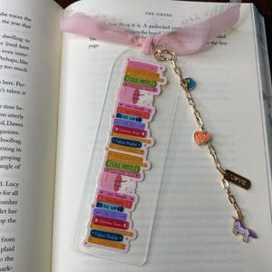 Handmade Custom acrylic bookmark, Custom Charm bookmark, cute bookmark, Ribbon bookmark, Coquette bookmark, Coquette bookish, Bookish gift