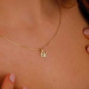 Dainty Custom Script Initial Necklace,Personalized Letter Pendant ,925 Sterling Silver with 14K Gold Filled,Minimalist Necklace,Gift For Her