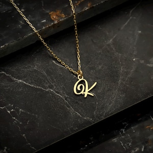 Custom Script Initial Necklace: Dainty Cursive Letter Jewelry for Everyday Wear, dainty love gift