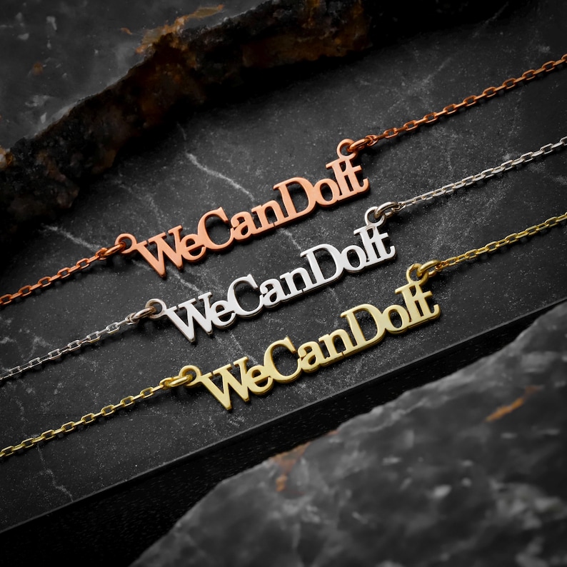 feminist jewelry gift; custom engraved name necklace; inspirational gold filled chain; waterproof delicate necklace; handcrafted empowerment piece; unique message jewelry; bold pendant for women; personalized women’s rights gift; jewelry for confident girls; motivational charm necklace; quote necklace with heart