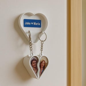 Custom Heart Photo Keychain, Personalized Photo Keychain, Couples Gift, Personalized Nameplate, Lighting Keychain, Engraved Name Keychain