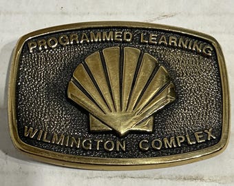Shell Oil Blue Bayou Metal Belt Buckle Programmed Learning Wilmington Complex E3 Shell Oil Buckle - Etsy main image 3
