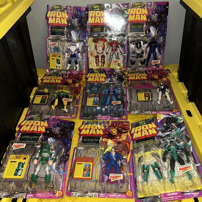 1995 Toy Biz Marvel Iron Man Stealth Actionfigur Lot Of 9 New On Card Bild 1