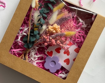 Trockenblumenstrauß Muttertag Geschenk Set  | Handgemachte Deko |  Kartenhalter Deko Tischdeko Handarbeit