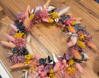 Kranz Trockenblumen Türkranz Sommer Muttertag Wanddeko Naturkranz Handgefertigter Tischkranz Frühling Deko