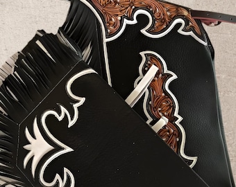Handmade Leather Fringe Chinks, Western Riding Chaps, Rodeo Gear
