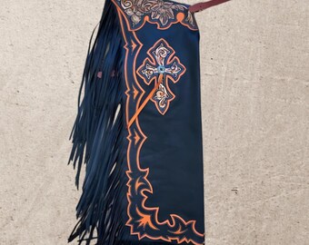 Handmade Leather Fringe Chinks, Western Riding Chaps, Rodeo Gear