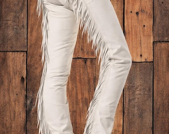 Handmade Leather Fringe Chinks Chaps: Unisex Western Riding Wear