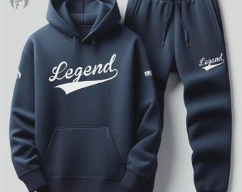Legend Blue White Tracksuit Match Jordan 13 Midnight Navy Blue Hoodie Joggers