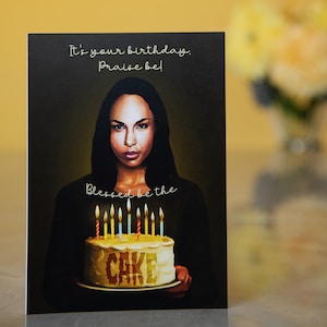 Carte d'anniversaire « Rita » Le conte de la servante | Béni soit le GÂTEAU !  | Vierge 5 x 7 avec enveloppe | Respectueux de l'environnement