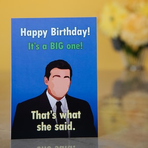 Michael Scott-verjaardagskaart 'Dat is wat ze zei' | Voor fans van The Office USA | Blanco 5 x 7 met envelop | Milieuvriendelijk