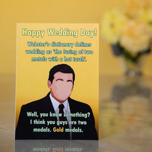 マイケル・スコット ウェディングカード | 「ウェブスター辞典では結婚式を…と定義しています」 | The Office USA おもしろカード | 5x7インチの白紙封筒付き | 環境に優しい
