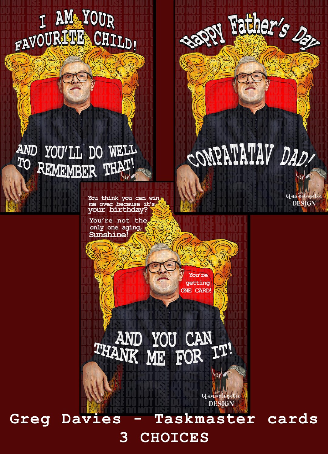 Greg Davies Taskmaster Cards - Birthday, Mother's Day, Father's Day ...