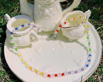 Rainbow Beaded Choker Necklace