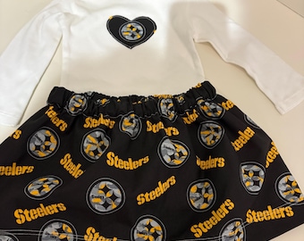 PITTSBURGH STEELERS /girls skirt, onesie, and hair piece/FREE Shipping